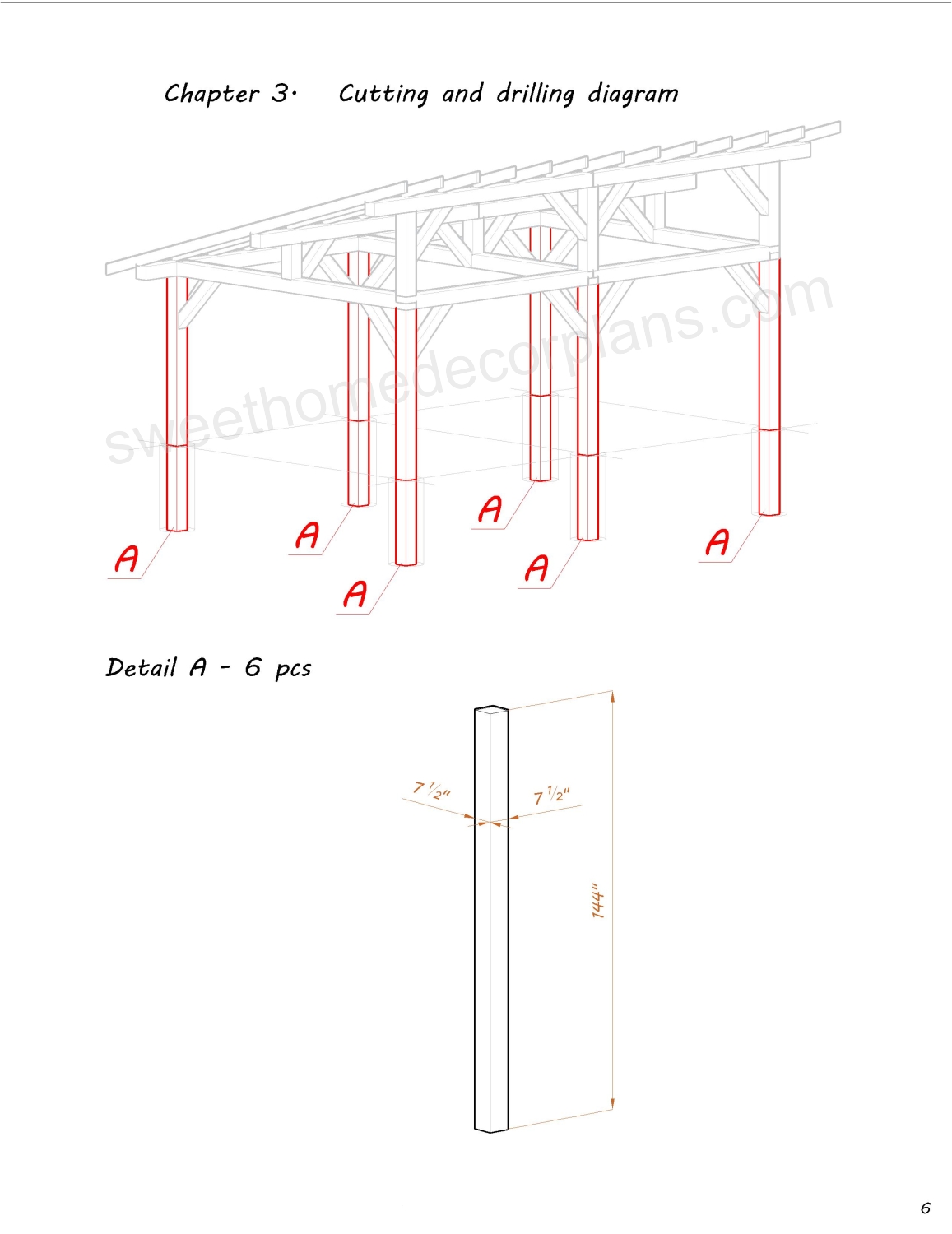 cutting-and-drilling-diagram-16-х-20-lean-to-pavilion-gazebo-plans