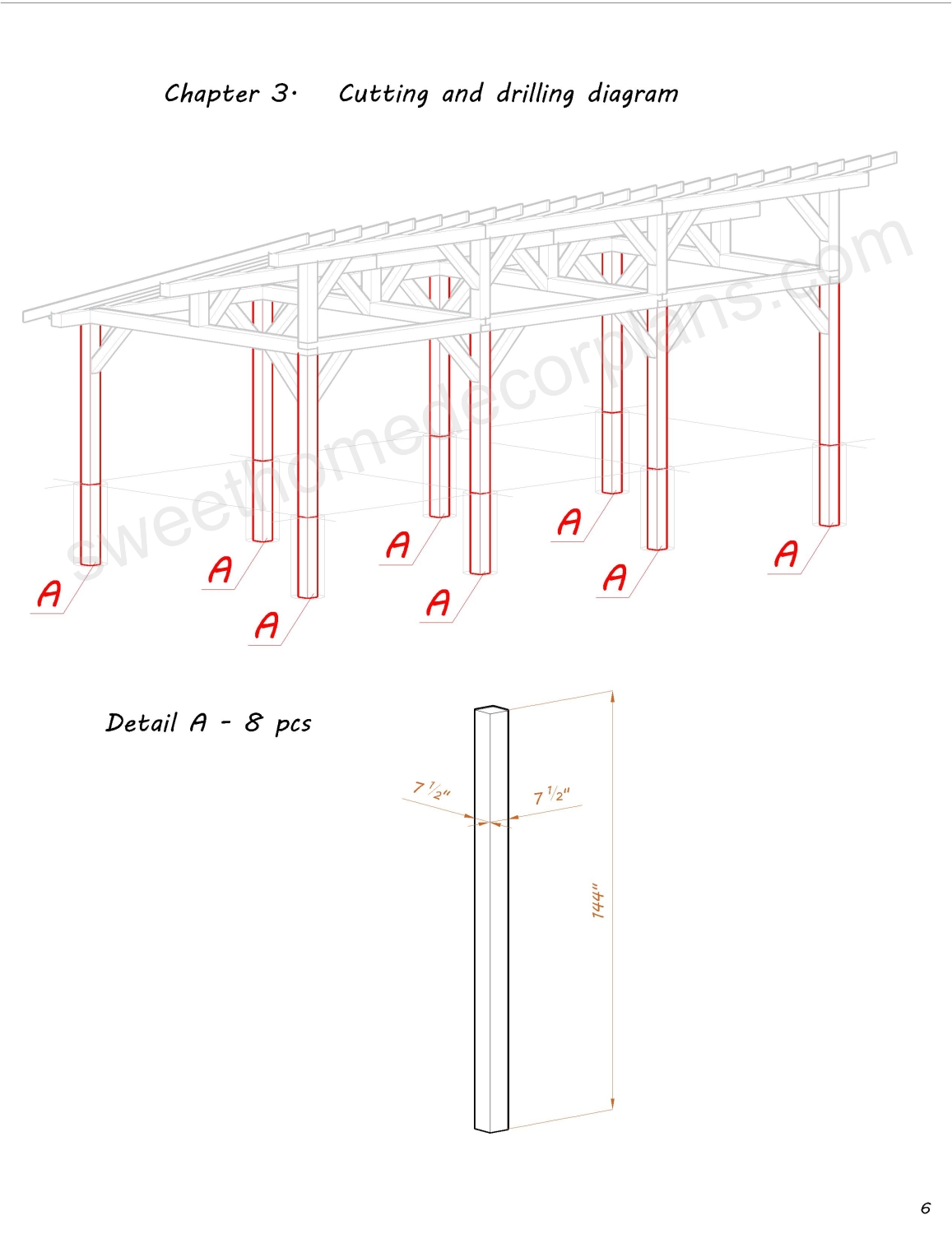 cutting-and-drilling-diagram-16-х-40-lean-to-pavilion-plans