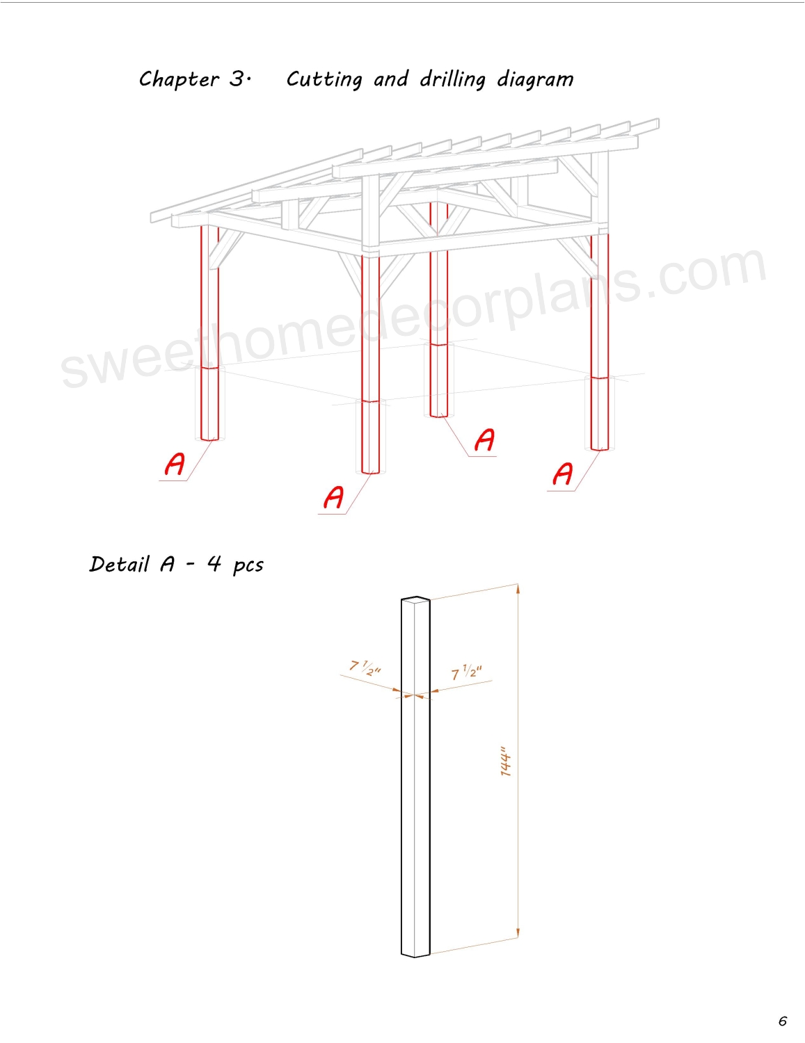 cutting-and-drilling-diagram-16-х-16-lean-to-pavilion-plans-in-pdf