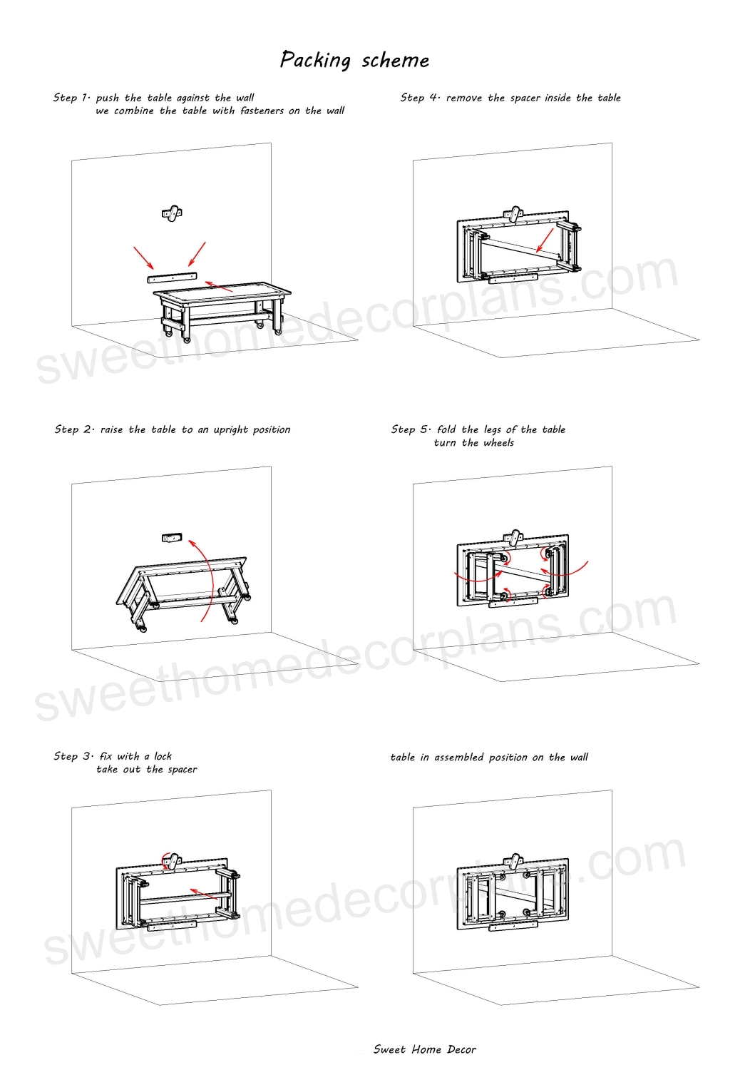 Packing-scheme-folding-workbench-wall-mountable