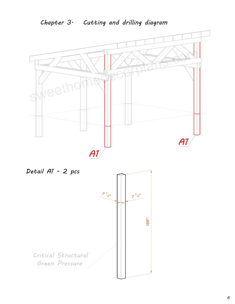 20-x-16-lean-to-gazebo-plans-for-DIY-cuttinng-and-drilling-diagram