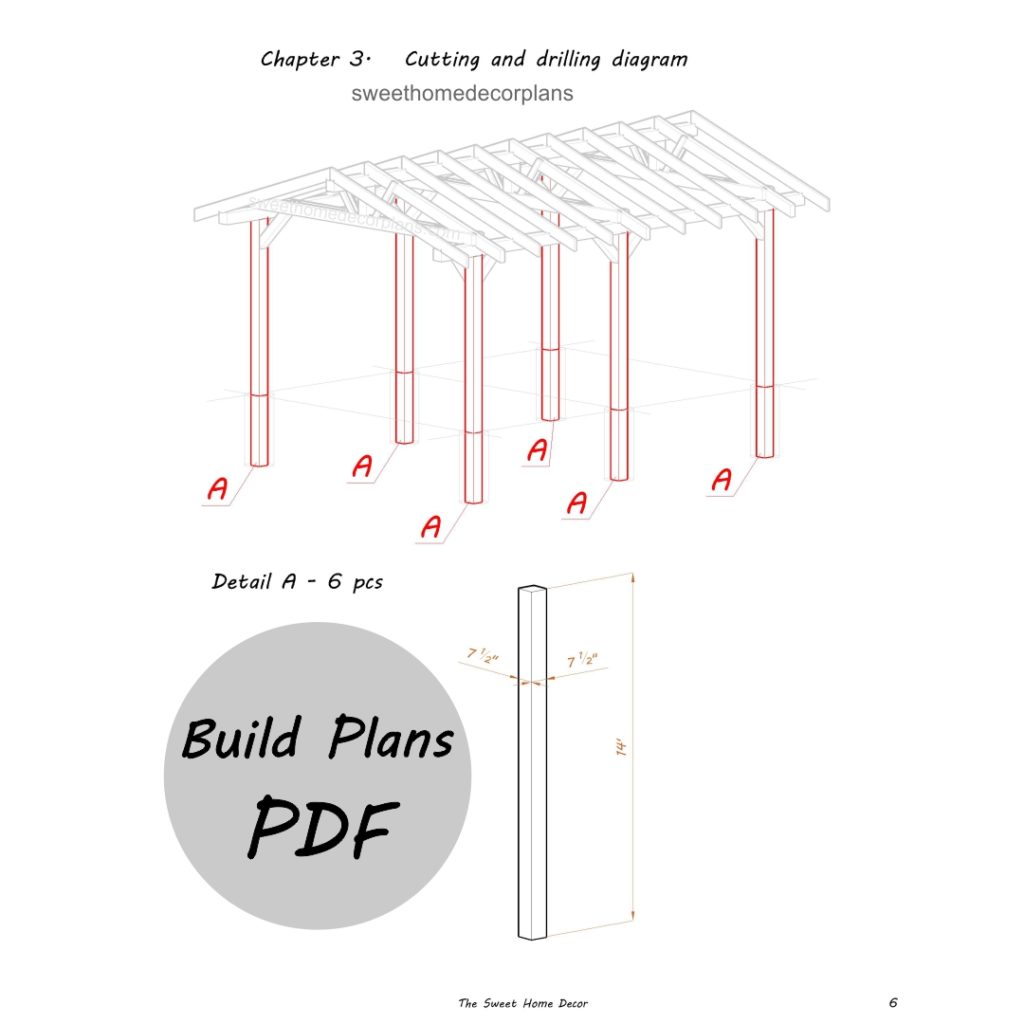 DIY 18 x 16 gable pavilion plans. Garage plans. Covered carport plans. Wooden carport plans. Timber frame backyard open garage plans in PDF.